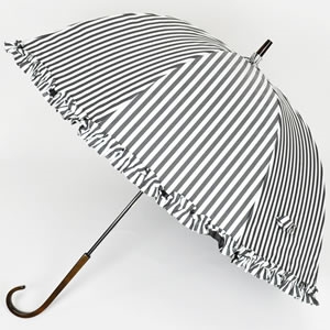 ドームフリル白黒ストライプの日傘 